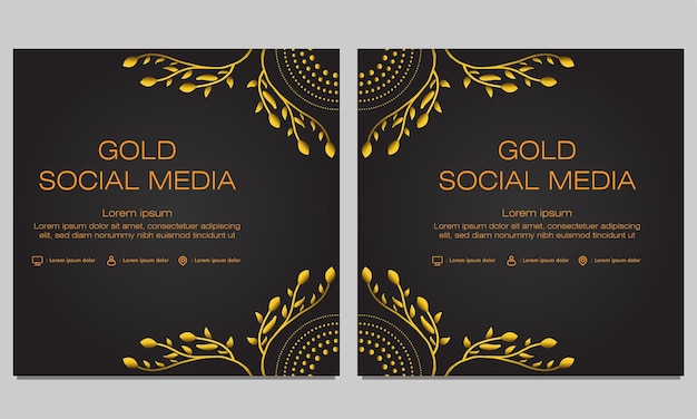 Gold floral social media post template design