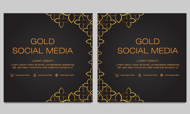 Gold floral social media post template design