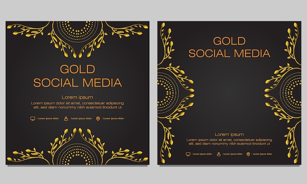 Gold floral social media post template design