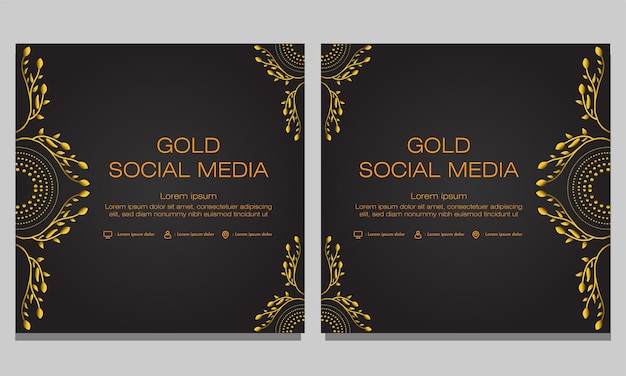 Gold floral social media post template design