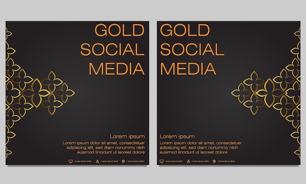 Gold floral social media post template design