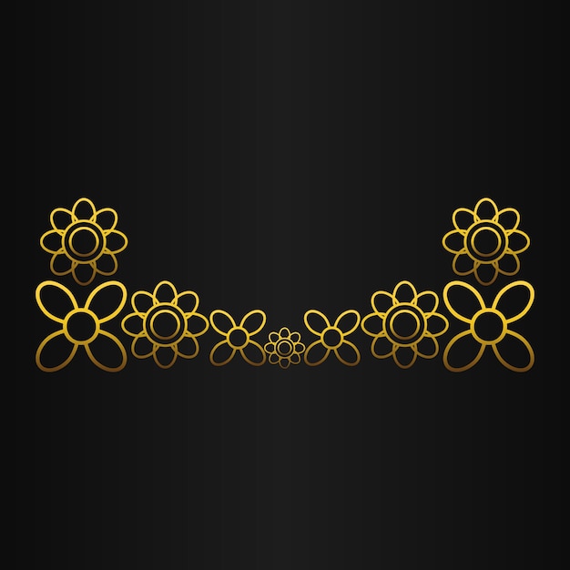 Vector gold flower border ornament on black background