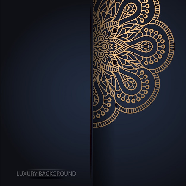 gold flower mandala on dark background