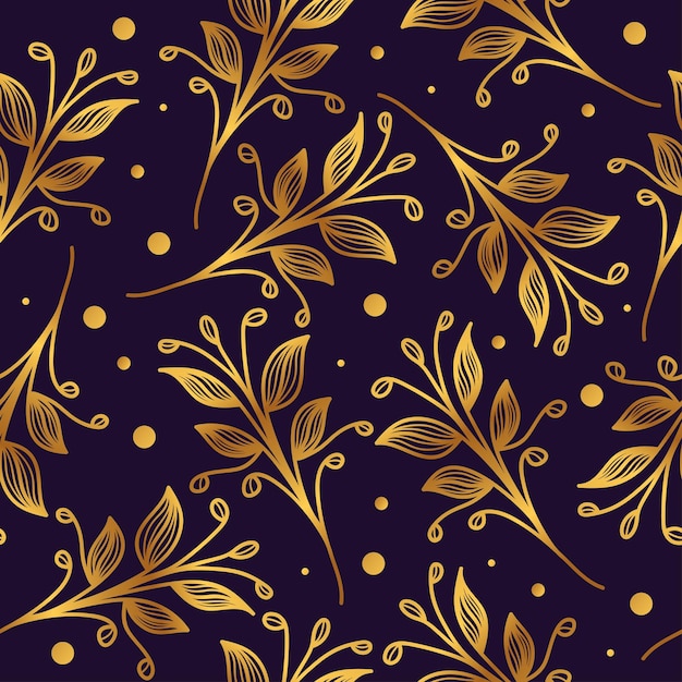 Vector gold flower pattern with hand drawn style seamless exotic floral pattern for fashion wallpaper wrapping paper background fabric textile apparel and card design