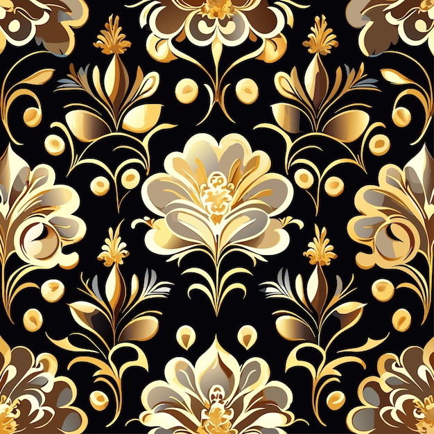 Gold foil floral pattern seamless