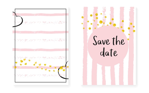 Gold Foil Shimmer Save Date Illustration Set