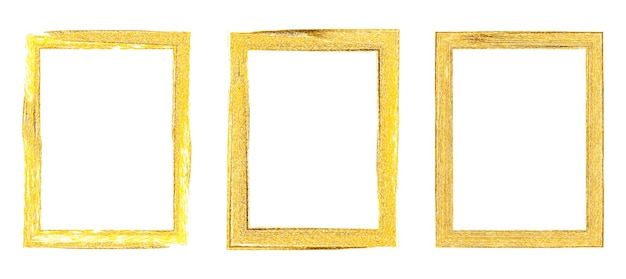 Gold Frame Isolated on White Background.