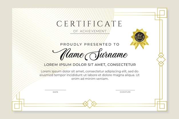 gold frame modern certificate template