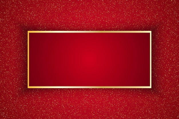 Gold Frame on red glitter background for your presentations Vector illustration