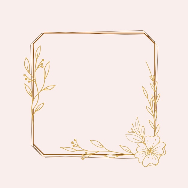 Vector a gold frame with flowers on it