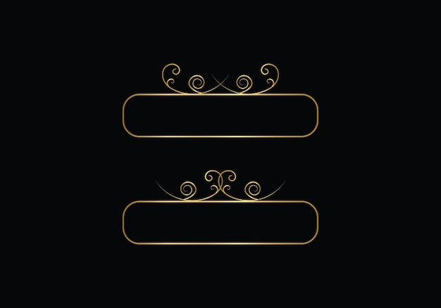 Gold frames on a black background