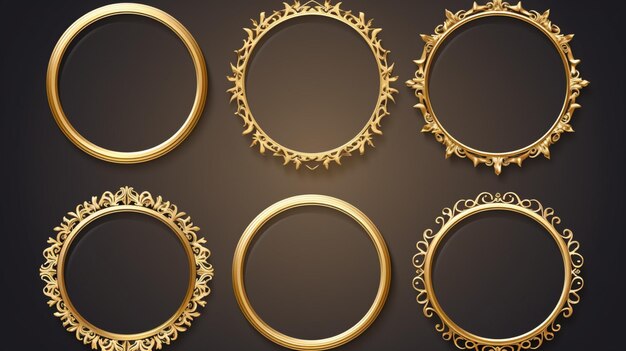 gold frames with a gold frame and a round gold rim