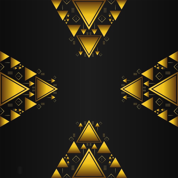 gold geometric design element on black background