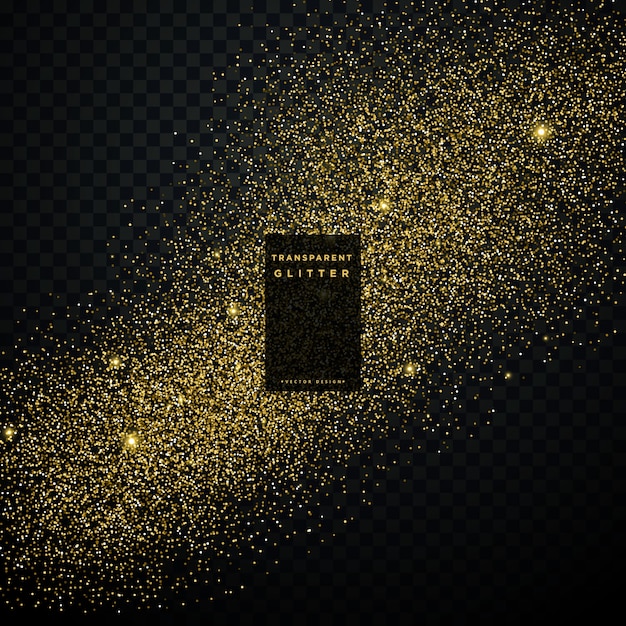 gold glitter confetti explosion on black transparent background 