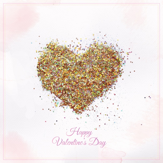 Vector gold glitter heart. love card. valentines day background with glitter heart