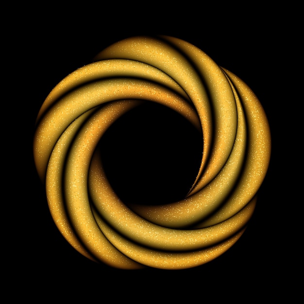 Gold glitter swirl circle frame gold glitter particles swirl or rotate in a circle on a black background