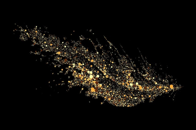 Gold glitter texture on a black background Abstract gold colored particles glitter confetti flow