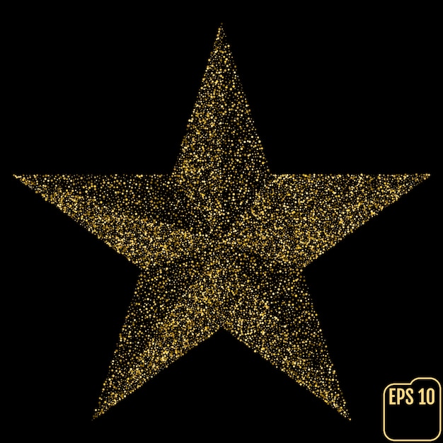 Gold glitter vector star.