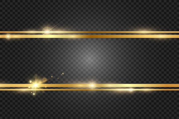 Gold glitter with shiny gold frame on a transparent black background Vector luxury golden