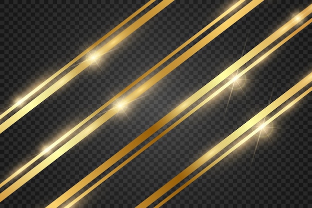 Gold glitter with shiny gold frame on a transparent black background. Vector luxury golden