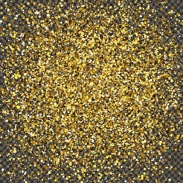 Gold glittering dust on a gray transparent background Dust with gold glitter effect