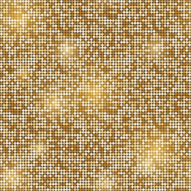 Gold glittering round mosaic seamless background