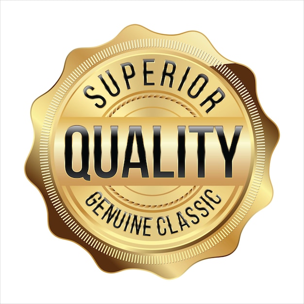 Vector a gold and gold label that says super quality quality quality quality