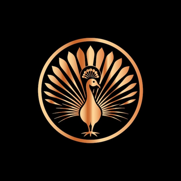 a gold and gold logo with a bird on it