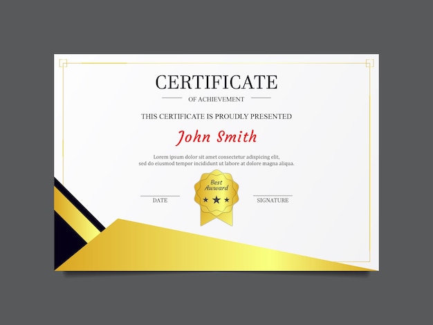 Gold gradient elegant modern certificate template