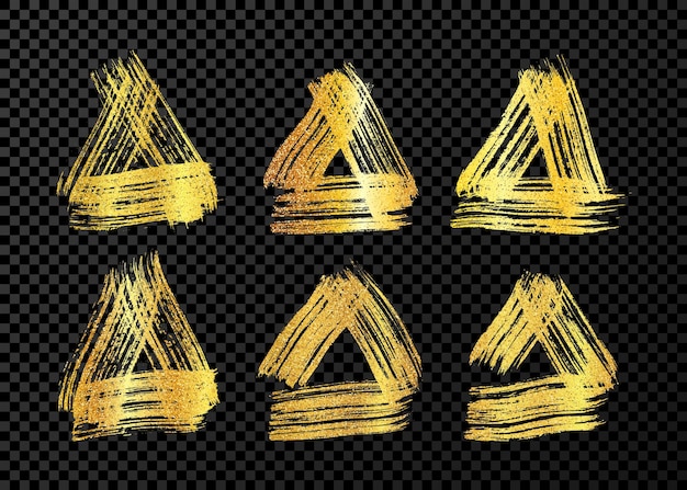 Gold grunge brush strokes in triangle form