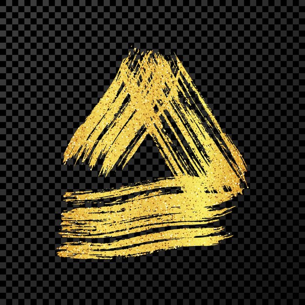 Gold grunge brush strokes in triangle form