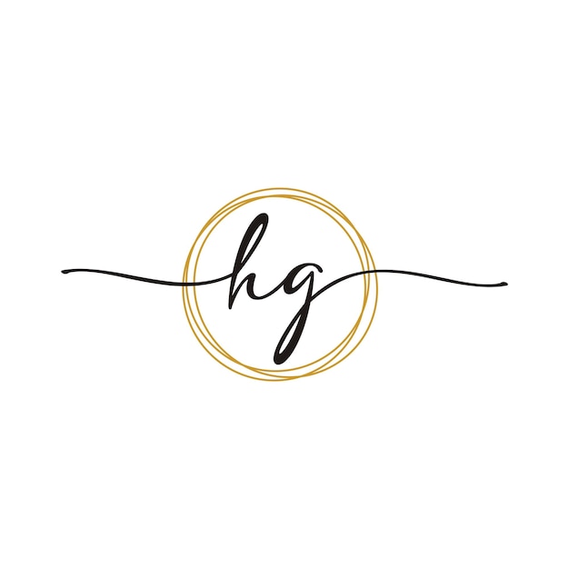 Gold H G Initial Script Letter Beauty Logo Template