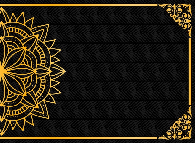 gold half mandala pattern on black background