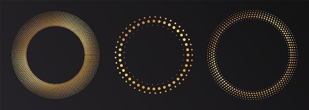 Gold halftone round frame golden luxury halftone circle logo