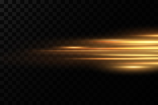 Gold horizontal lens flares pack Laser beams horizontal light rays Glow transparent vector light