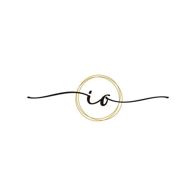 Vector gold i o initial script letter beauty logo template