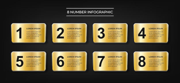 gold infographic clean 8 number bullet point with text