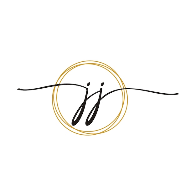 Gold J J Initial Script Letter Beauty Logo Template