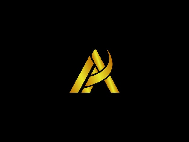 Gold letter a on a black background