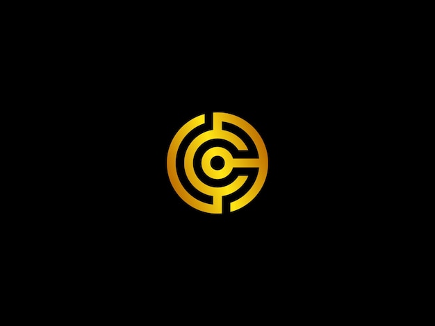 Gold letter c in a circle logo on a black background