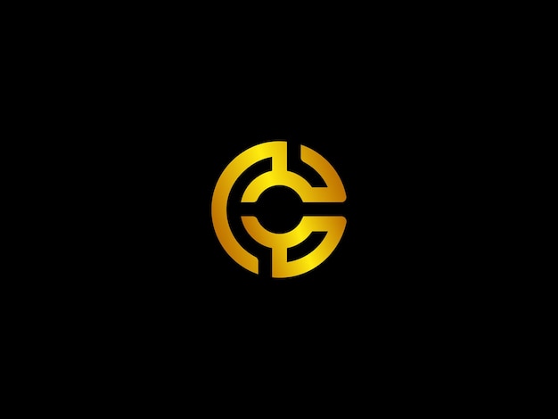 Gold letter c logo with a black background