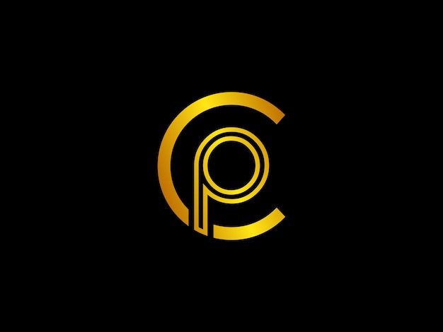 Gold letter cp with a black background