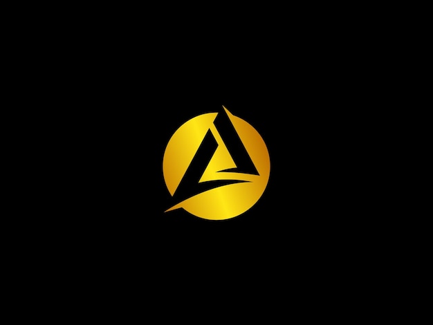 A gold letter a logo on a black background