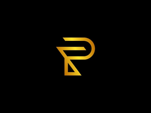 Gold letter p with a black background