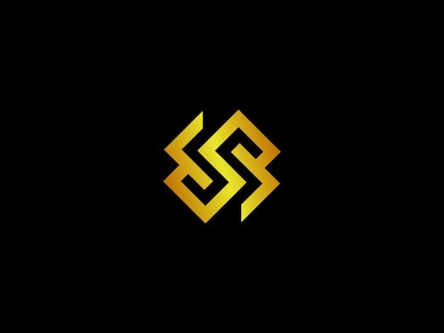 Gold letter s logo with a black background