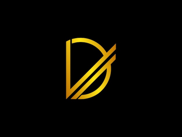 Gold letter vd with a black background