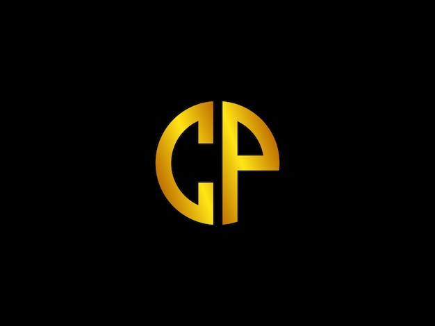 Gold letters cp with a circle in the middle