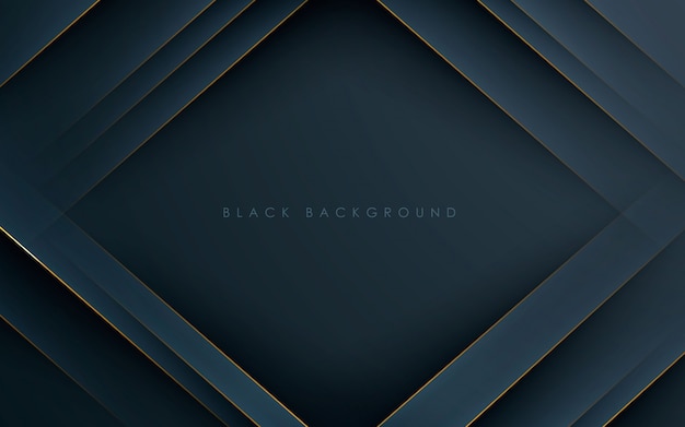 Gold line black abstract background