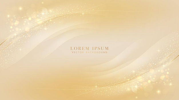 Gold lines elements with bokeh and glitter light effect decoration Luxury style design background