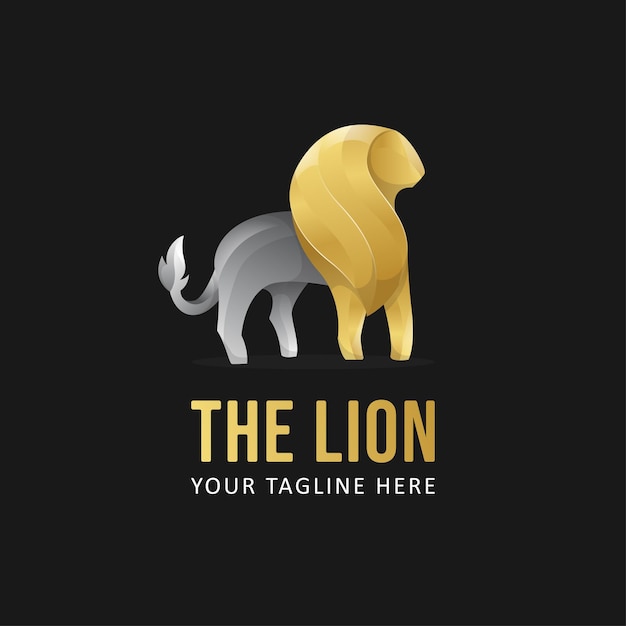 Gold Lion Logo Template. Gradient Style Animal logo